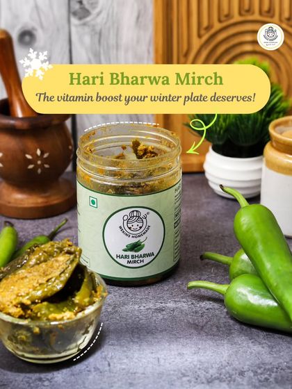 Our Hari Bharwa Mirch is the vitamin boost your winter plate deserves. These stuffed green chilies add a fresh and spicy kick to your meals.