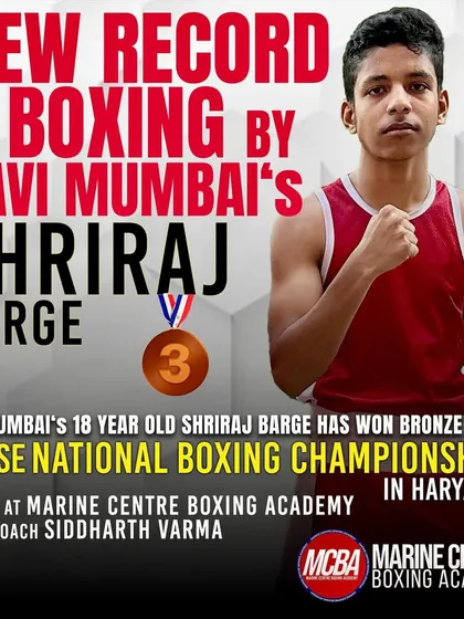 A new record for Navi Mumbai. 18-year-old Shriraj Barge with his bronze medal from the CBSE National Boxing Championships.