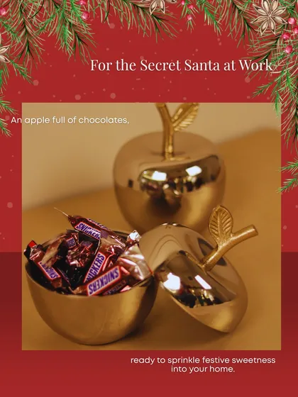 A perfect gift for a Secret Santa at work. My apple-shaped jar filled with chocolates is a sweet and stylish way to spread festive cheer.