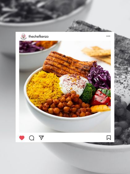 A close-up of the vibrant colors and fresh ingredients in our Shish Tawook bowl, a true bestseller.