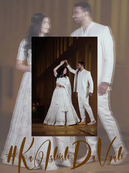 A similar stylized shot of the couple dancing. This captures the motion and celebration of their special night.