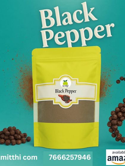My freshly ground Black Pepper powder. I use high-quality peppercorns to create a powder that is pungent and aromatic, perfect for seasoning or adding a finishing touch to any dish.