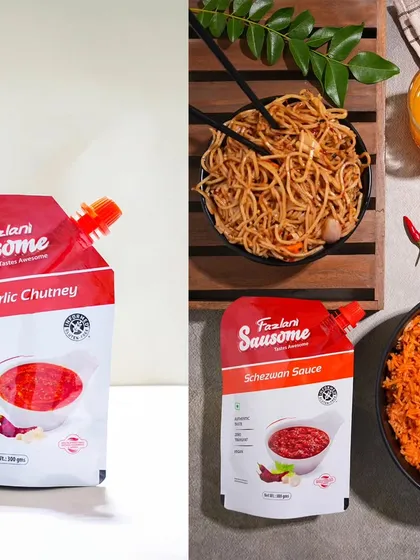 Here, I've styled different sauces with the meals they pair perfectly with, like noodles and fried rice. This shows the product in action and gives customers immediate ideas on how to use it.