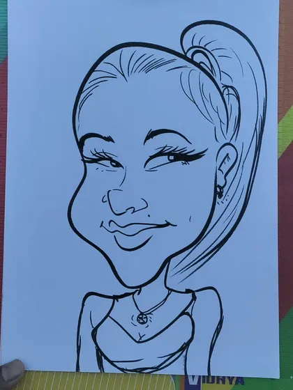 A caricature of a cute girl with a high ponytail. This is a classic, stylish look.