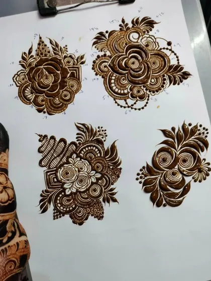 A close-up of the practice motifs from my master class, showing the clean application and intricate details.