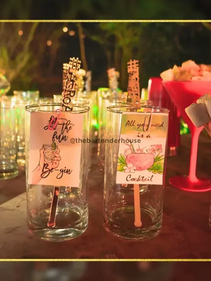 We add a touch of fun to our drinks with quirky notes like "Let the fun Be-gin" and "All you said is a cocktail." It's about creating a joyful experience.