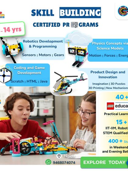 Our "Curious Innovators" program helps students champion robotics, coding, physics, and product design. They get to experience the power of LEGO education and practical learning.