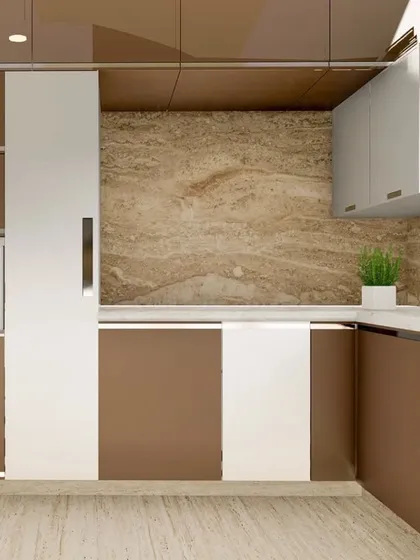 A duplicate of 62, highlighting the efficient layout and modern aesthetic of this U-shaped kitchen design.