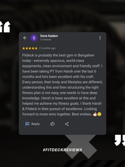 "Harsh has been excellent at this and helped me achieve my fitness goals." Sona's review highlights our personalized approach. We understand every body and lifestyle is different and structure plans accordingly.
