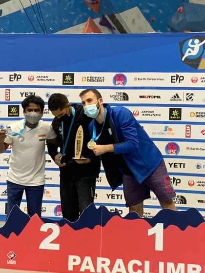 Celebrating a silver medal win at the IFSC Paraclimbing World Cup in Los Angeles. It was a long journey, and ending the 2021 season with this achievement was incredible.