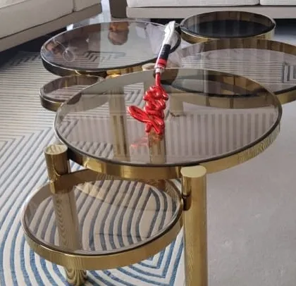 A top-down view of the Aarhus coffee table, highlighting the overlapping circular forms that create its unique, sculptural quality.