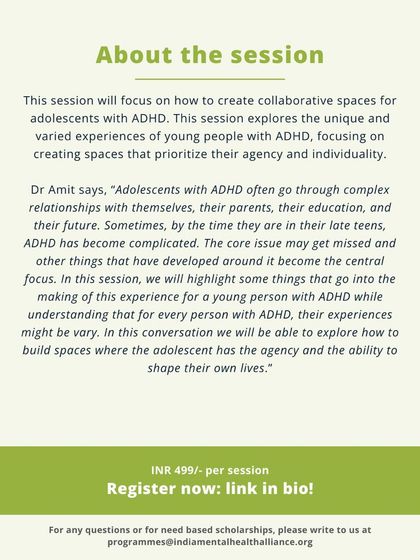 This graphic details a training session on creating collaborative spaces for adolescents with ADHD. It explores their unique experiences and focuses on building spaces that prioritize their agency and individuality.