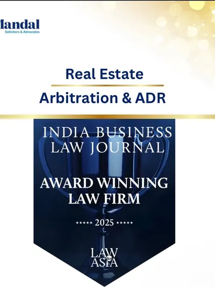 Our firm is honored to be recognized by the India Business Law Journal as an award-winning law firm for our Arbitration and Alternative Dispute Resolution (ADR) practice. This award reflects our team's relentless efforts and strategic approach to resolving disputes efficiently outside of traditional courtrooms.