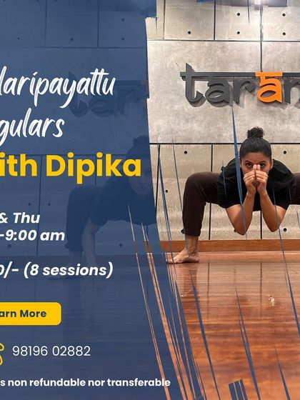 A poster for our Kalaripayattu regulars, showing the intense physical conditioning and focus that is part of every class.