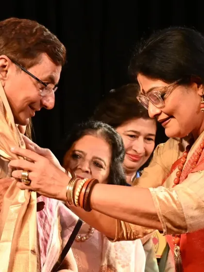 Honouring a senior volunteer from SPIC MACAY. My own engagement with this wonderful organization began in 1980.