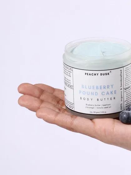 Indulge your skin with my Blueberry Pound Cake Body Butter. Packed with blueberry butter, shea butter, and premium oils, this rich emollient locks in moisture to combat dry, flaky skin without feeling greasy.