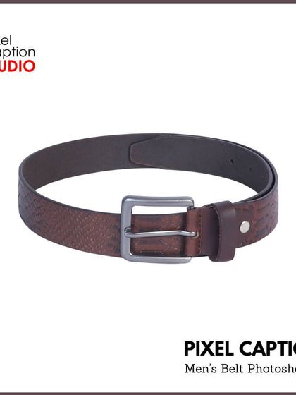 A textured leather belt for men, shot against a clean white background.