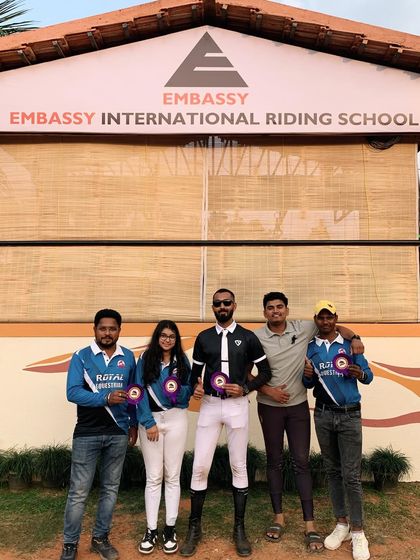 The team celebrating clear rounds and a top placing at the Embassy International Riding School. We are incredibly proud of our riders and trainers for their amazing performance.