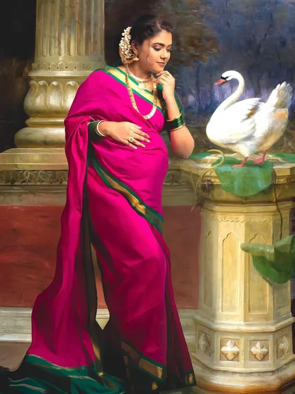A piece from my dream project, a maternity series inspired by the timeless paintings of Raja Ravi Varma. This frame blends fine art with the profound beauty of motherhood, creating a portrait that is truly a work of art.