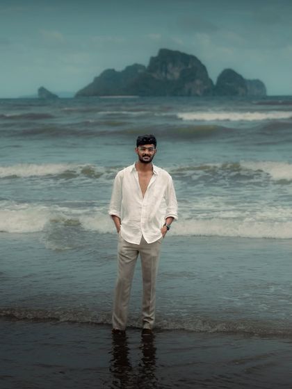 A self-portrait on a beach in Krabi, feeling alive and thankful for the journey. Solo travel pushes you to find beauty in unexpected moments.