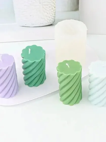 Our spiral pillar silicone candle mould is another great option for creating contemporary candle designs. The mould is durable and flexible, making it easy to release the finished candle.