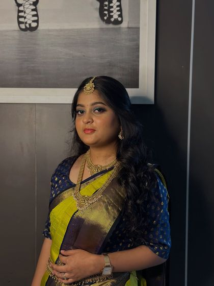 The complete look, showing how our students master the art of creating cohesive and culturally rich bridal styles.