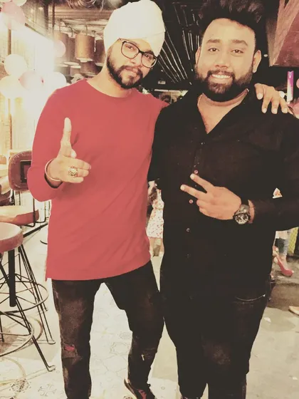 With singer Balraj. It's always fun to meet fellow entertainers.