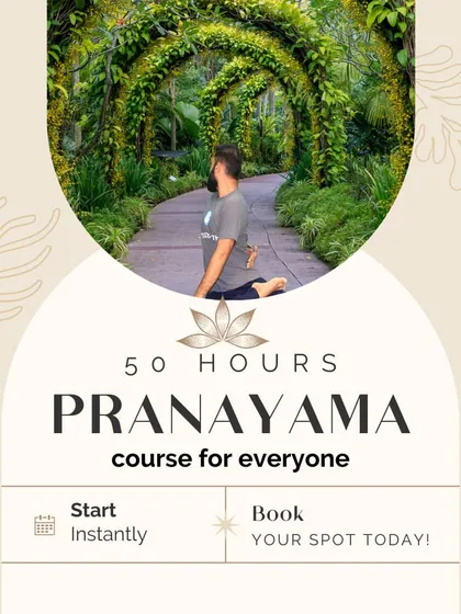 Our 50-hour Pranayama course is designed for everyone and can be started instantly. This program teaches 14 authentic pranayama techniques and explores the wisdom of Prana Vidya to help you harness your inner energy.