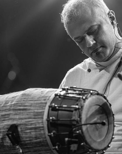 My friend and collaborator Viveick Rajagopalan, who recorded the rhythms for the Nyaaya song series. It is always a joy to work with him.