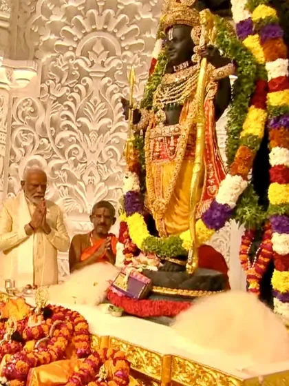 Our Prime Minister Narendra Modi offering prayers to Ram Lalla. A historic moment for all Sanathanis, a culmination of 500 years of faith and perseverance.
