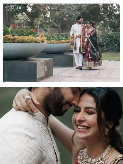 Laughter is the sound of love. This candid shot of Malvika and Pranav sharing a happy moment is infectious. It’s these unscripted, genuine interactions that make a pre-wedding shoot so special.