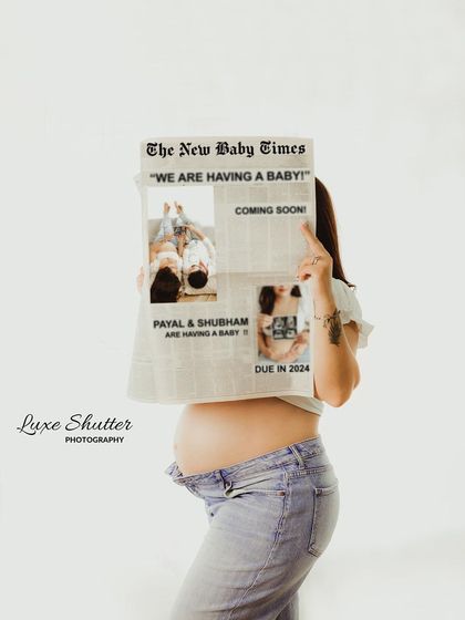 Breaking news! This fun and creative announcement using a custom "New Baby Times" newspaper is a memorable way to share your excitement with the world.