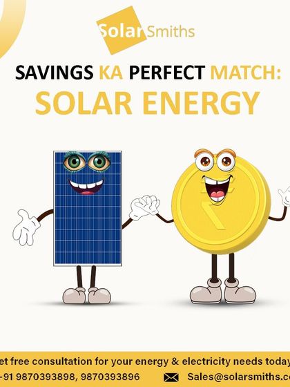 Savings ka perfect match: Solar Energy. This graphic illustrates the powerful partnership between solar technology and your financial goals.