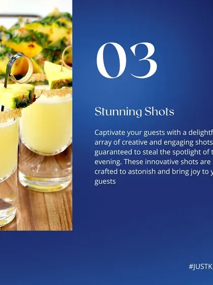 An informational graphic highlighting our "Stunning Shots," which are creative, engaging, and guaranteed to be a highlight of the evening.
