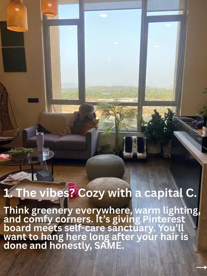 Welcome to your happy place. We created a space that feels like a cozy hangout, filled with comfy corners, warm lighting, and lots of greenery. It's a self-care sanctuary where you can truly unwind.