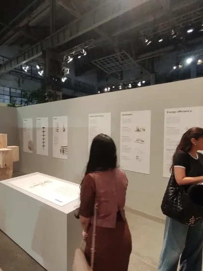 Visitors interacting with the exhibit at the Godrej Conscious Collective. Seeing people engage with the research and models firsthand is the most rewarding part of these events.