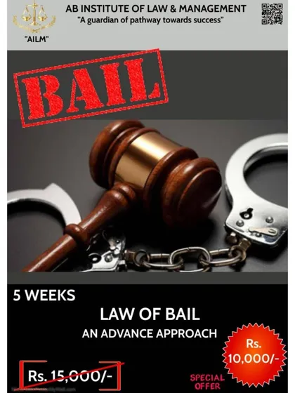 My course on the Law of Bail is designed for young lawyers who face difficulties drafting and arguing bail applications. This 5 week program covers everything from procedural law and drafting techniques to the right time to file for bail and how to handle proceedings in District Courts, High Courts, and the Supreme Court.