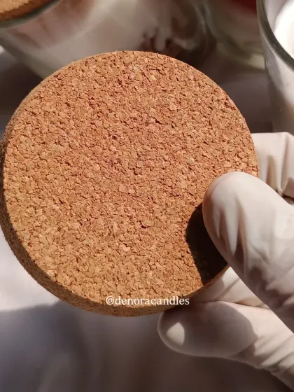 A detailed look at the surface of the cork lid, emphasizing the natural material.