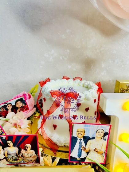A close-up of our grand birthday hamper. We included a mini cake and personalized photo cutouts to make the celebration feel extra special and heartfelt.