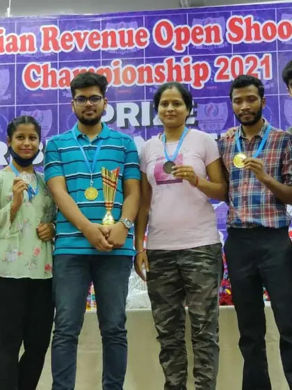 A proud moment for our academy at the Indian Revenue Open Shooting Championship 2021. Our team of shooters showcasing their hard-earned medals after a successful competition.