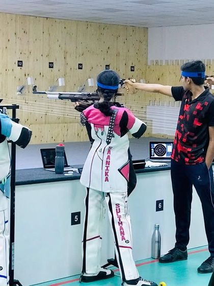 Shooters from Hubballi and Tumkur practicing at our facility, highlighting our role as a central hub for training in the region.