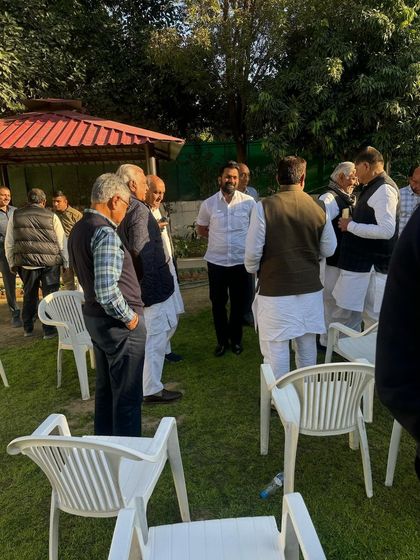 A candid moment during our discussion with senior party leaders in Chandigarh. Building a consensus on key issues requires open and honest communication.