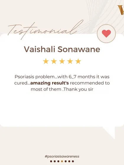 Vaishali Sonawane shares that her psoriasis was cured in 6-7 months with "amazing results." Hearing that patients are happy and recommending the clinic is the best part of my job.