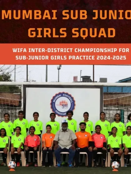 Our players proudly standing with the Mumbai Sub Junior Girls Squad for the WIFA Inter-District Championship. It is a proud moment to see Nizh, Mahi, and Prisha as part of this team.
