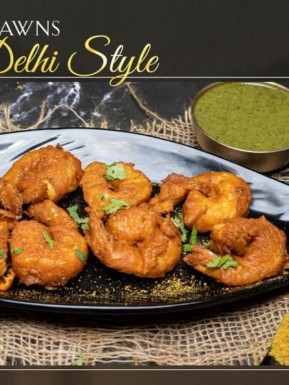 Our delicious fried prawns, served Delhi style. A simple yet incredibly flavorful dish.