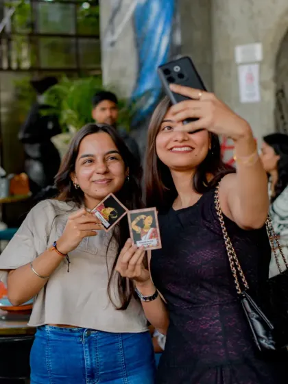 More new friends capturing the moment. The friendly and open atmosphere makes it easy to start a conversation.