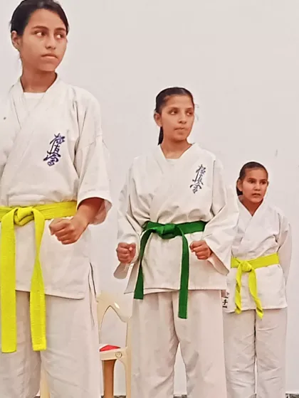 My yellow and green belt female students, focused and ready. They represent the next generation of champions.