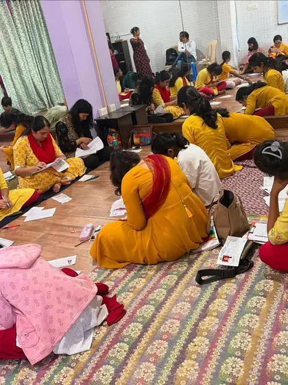 Students deeply focused during a written theory examination. We emphasize a strong theoretical foundation in all our performing arts courses, which is essential for true mastery and certification.