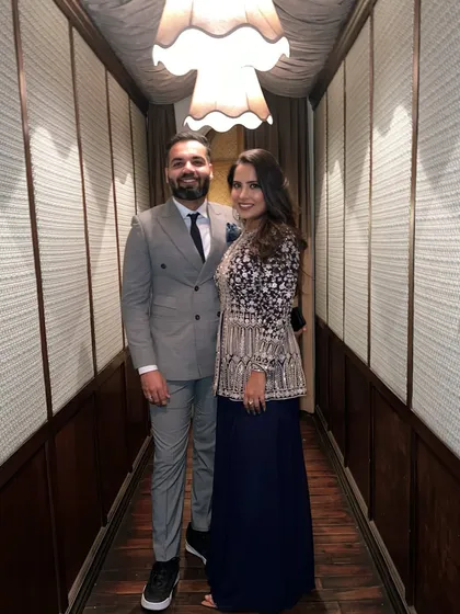 I don’t dress up often, but when I do, it’s for a wedding. This navy sharara set was perfect for a cocktail reception.