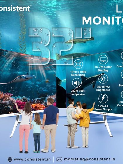 This 32-inch curved panel LED monitor creates an immersive experience for the whole family. It boasts a 1920x1080 resolution, 16.7 million color display, and 2x2W built-in speakers, perfect for movies and entertainment.